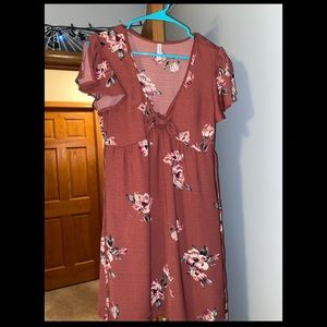Mauve Floral Spring Dress